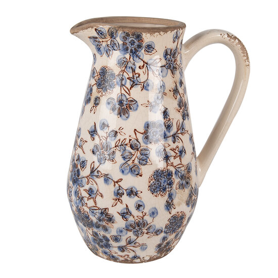 Clayre &amp; Eef   | Decoratieve Schenkkan Beige Blauw 20x14x25 cm | 6CE1621M
