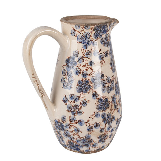 Clayre &amp; Eef   | Decoratieve Schenkkan Beige Blauw 20x14x25 cm | 6CE1621M
