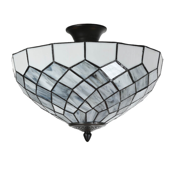 Clayre & Eef | Plafondlamp Tiffany Grijs ø 41x24 cm E14/max 2x40W | 5LL-6331