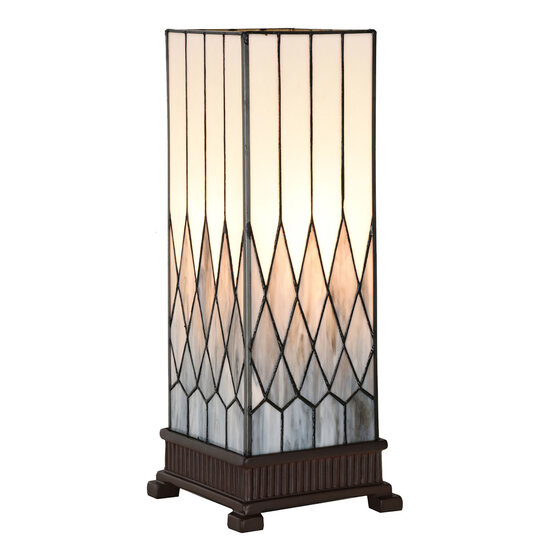 Clayre & Eef | Tiffany Tafellamp Grijs 18x18x45 cm E27/max 1x40W | 5LL-6332