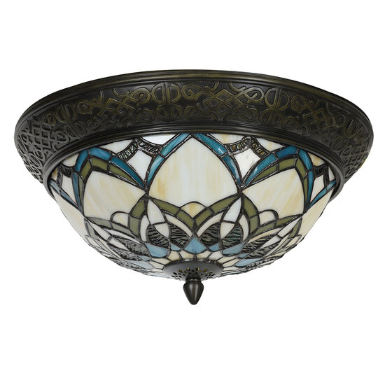Clayre & Eef | Plafondlamp Tiffany Beige ø 37x19 cm E14/max 2x40W | 5LL-6335