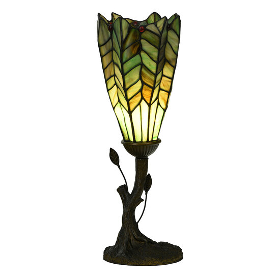 Clayre & Eef | Tiffany Tafellamp Groen ø 15x42 cm E14/max 1x25W | 5LL-6337