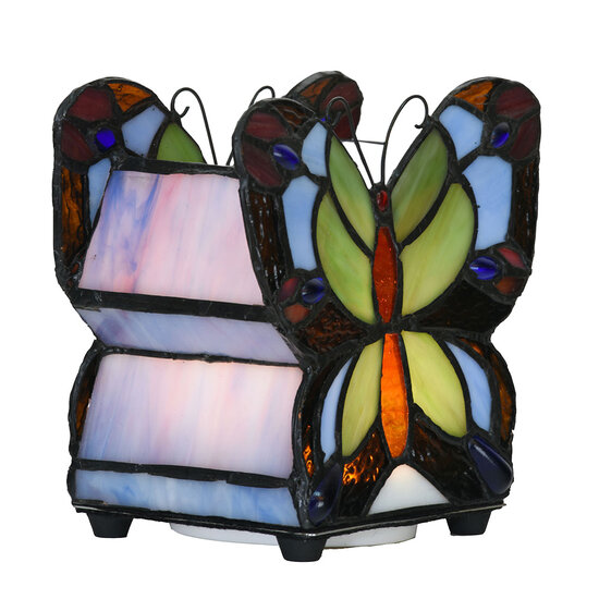 Clayre & Eef | Tiffany Tafellamp Vlinder Blauw 15x8x13 cm (LED) | 5LL-6340