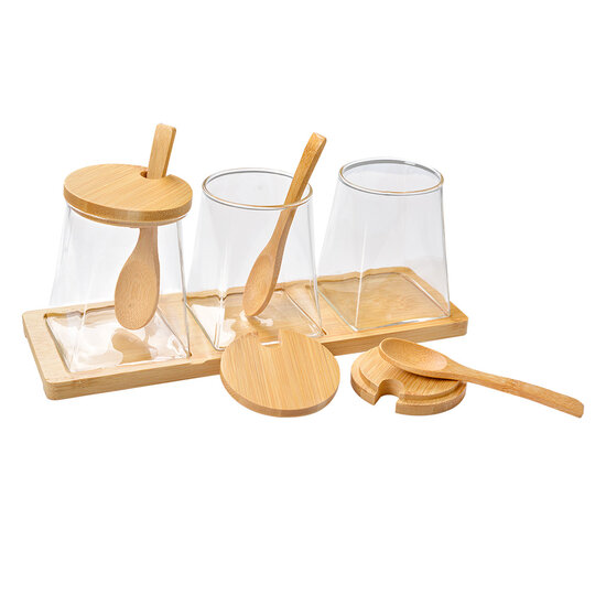 Clayre & Eef | Voorraadpot Deksel Transparant (3) 7x7x10 cm / 29x9x12 cm | 6GL4410