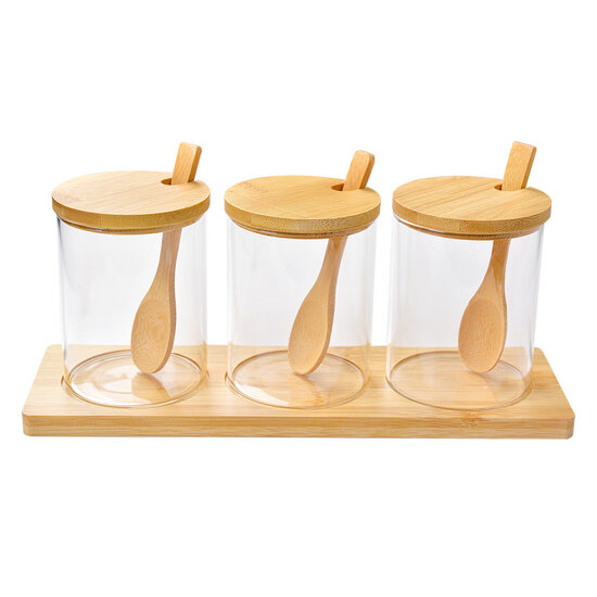 Clayre & Eef | Voorraadpot Deksel Transparant (3) ø 8x10 cm / 29x9x12 cm | 6GL4411