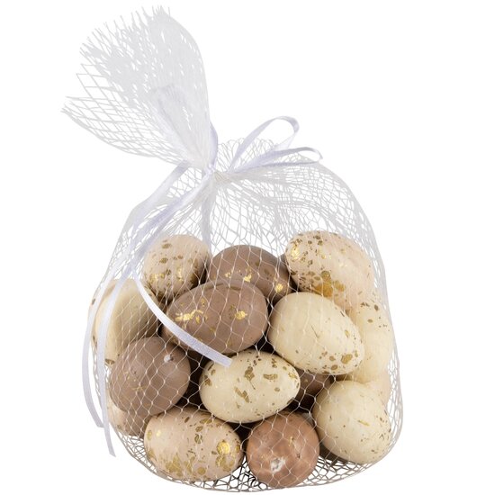 Dekoratief | Zakje m/eitjes, cr?me/bruin, 12x12x15cm | A240191