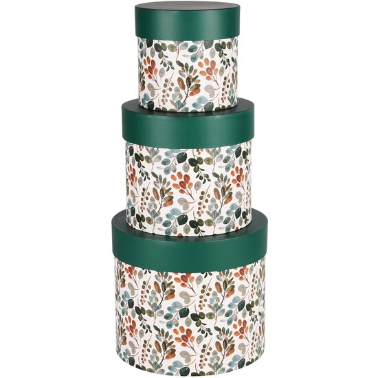 Dekoratief | Set 3 tondozen 'Warm Leaves', karton, 23x23x20cm | A240211