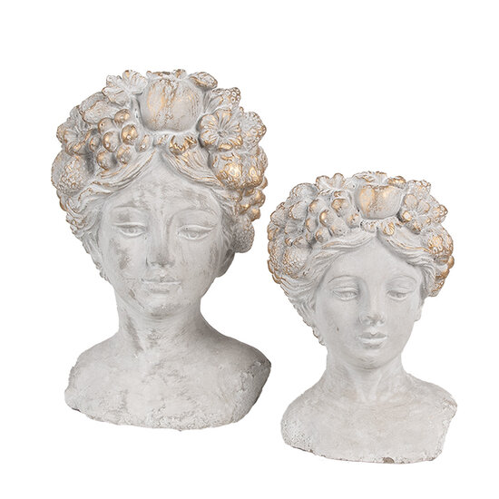 Clayre &amp; Eef   | Bloempot Binnen Hoofd Grijs 14x14x22 cm | 6TE0499S