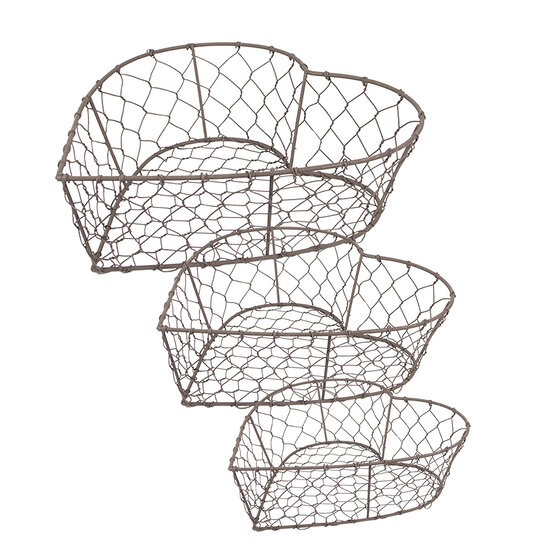 Clayre & Eef | Manden Bruin (set van 3) 25x23x11 / 22x20x10 / 19x18x8 cm | 6Y5483
