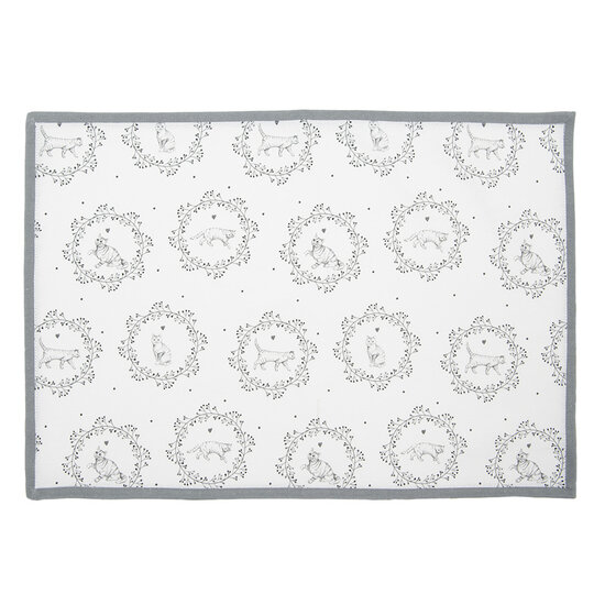 Clayre & Eef | Placemats Set van 6 Wit Grijs 48x33 cm | LGC40