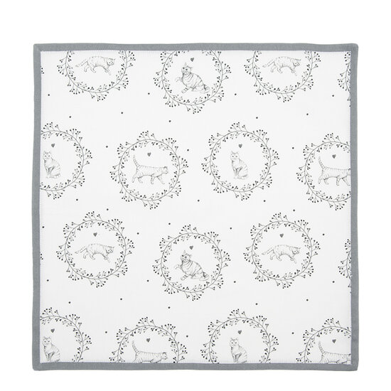 Clayre & Eef | Servetten Katoen Set van 6 Wit Grijs 40x40 cm | LGC43