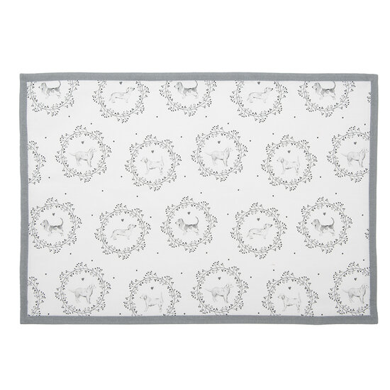 Clayre & Eef | Placemats Set van 6 Wit Grijs 48x33 cm | LGD40