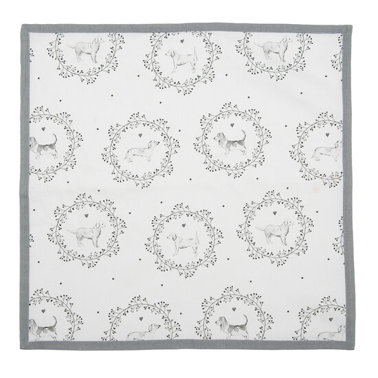 Clayre & Eef | Servetten Katoen Set van 6 Wit Grijs 40x40 cm | LGD43