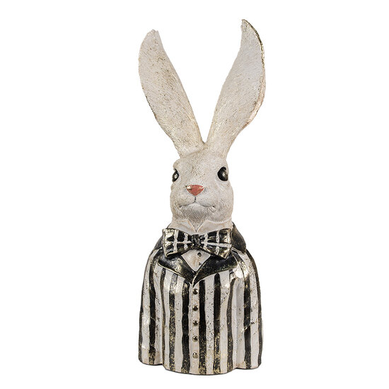 Clayre &amp; Eef   | Decoratie beeld Konijn Wit Goudkleurig zwart 16x14x42 cm | 6PR4090