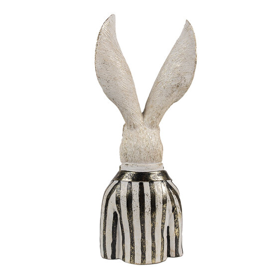 Clayre &amp; Eef   | Decoratie beeld Konijn Wit Goudkleurig zwart 16x14x42 cm | 6PR4090