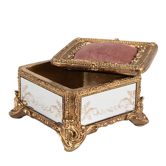 Clayre &amp; Eef   | Sieradendoos Goudkleurig 12x12x7 cm | 6PR4132