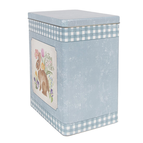 Clayre & Eef | Blikken Bewaardoos Blauw Roze (2) 21x15x25 / 18x13x22 cm | 6Y5508