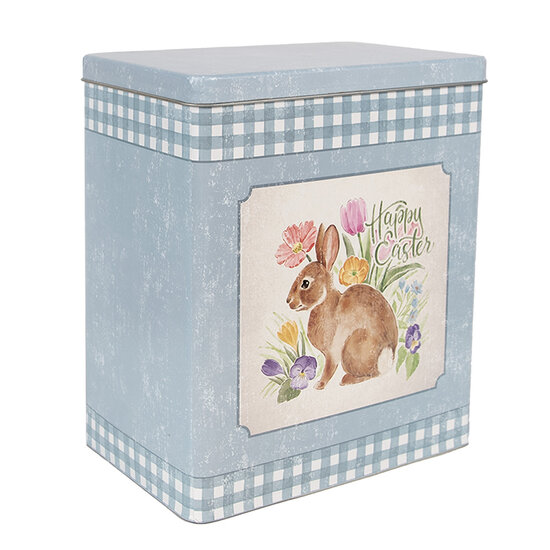 Clayre & Eef | Blikken Bewaardoos Blauw Roze (2) 21x15x25 / 18x13x22 cm | 6Y5508
