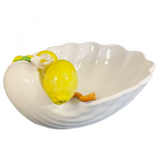 Pisa grote schelp schaal Citroen XXL aardewerk wit 40 x 30 cm | LA32 | Piccobella Italiaans servies