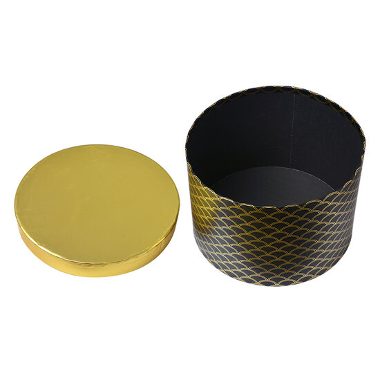 Clayre & Eef | Hoedendoos Set van 3 Goudkleurig Zwart ø 25x17 / ø 23x16 / ø 21x14 cm | 65458
