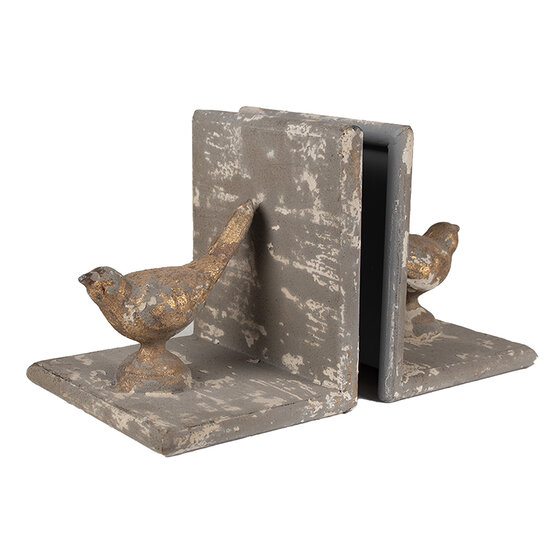 Clayre & Eef | Boekensteunen Set van 2 Grijs Goudkleurig 26x15x15 cm | 65381