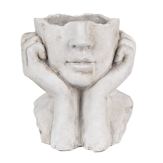 Clayre & Eef | Bloempot Binnen Hoofd Grijs 20x17x22 cm | 6TE0498L