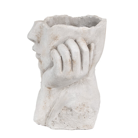 Clayre & Eef | Bloempot Binnen Hoofd Grijs 20x17x22 cm | 6TE0498L