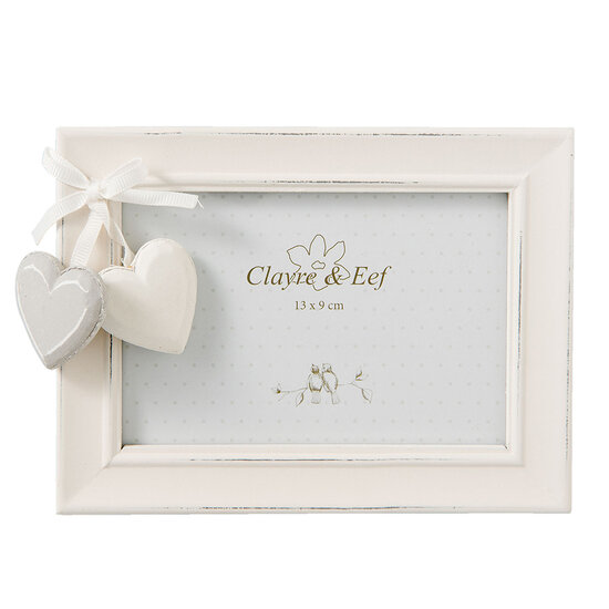 Clayre & Eef | Fotolijst Hart Wit 16x2x12 cm / 13x9 cm | 2F0477