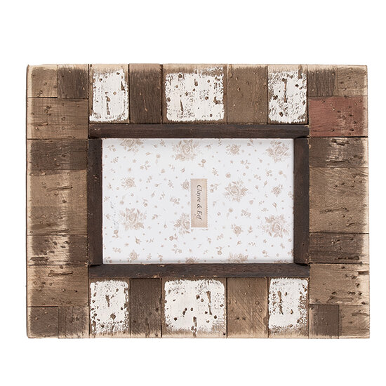 Clayre & Eef | Fotolijst Bruin Wit 20x2x25 cm / 10x15 cm | 2F1093