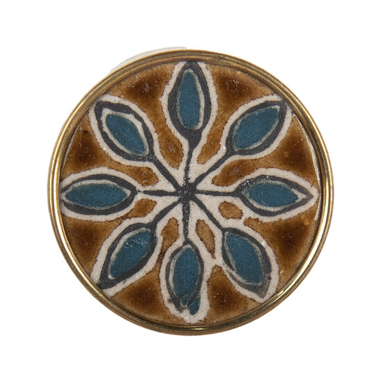 Clayre & Eef | Deurknop Goudkleurig Bruin ø 4x2 cm | 64166