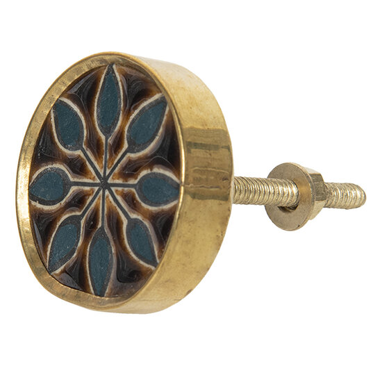 Clayre & Eef | Deurknop Goudkleurig Bruin ø 4x2 cm | 64166