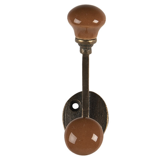 Clayre & Eef | Wandhaak Bruin 5x3x9 cm | 64782CH