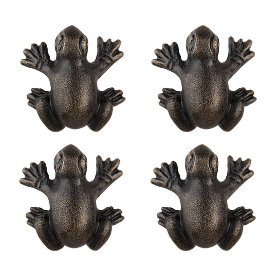 Clayre & Eef | Deurknop Set van 4 Kikker Bruin 4x4x4 cm / S3 cm | 64890