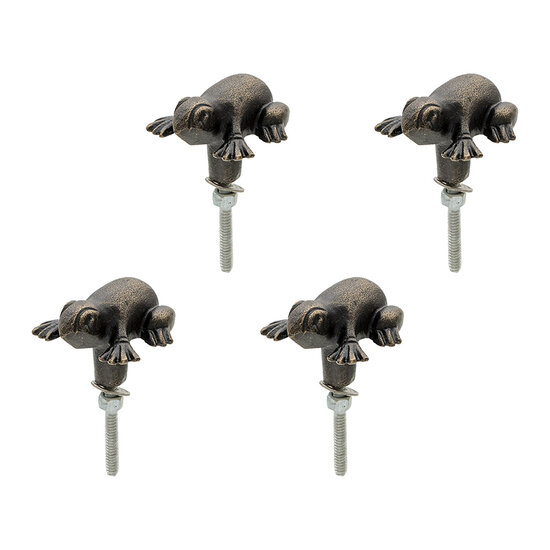 Clayre & Eef | Deurknop Set van 4 Kikker Bruin 4x4x4 cm / S3 cm | 64890