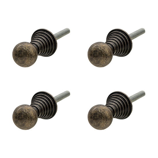 Clayre &amp; Eef   | Deurknop Set van 4 Bruin &oslash; 2x3 cm / S3 cm | 64893