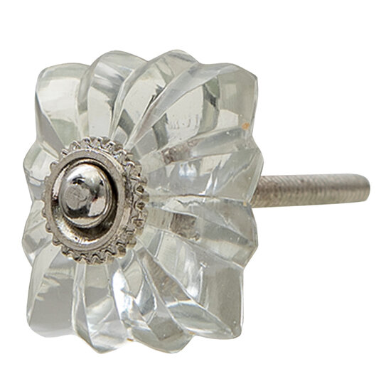 Clayre & Eef | Deurknop Transparant 4x4x3 cm / S4 cm | 64983