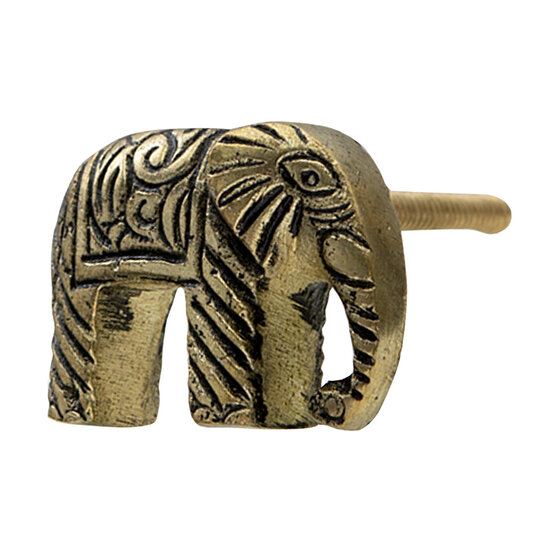 Clayre & Eef | Deurknop Olifant Goudkleurig 4x3x3 cm | 64987