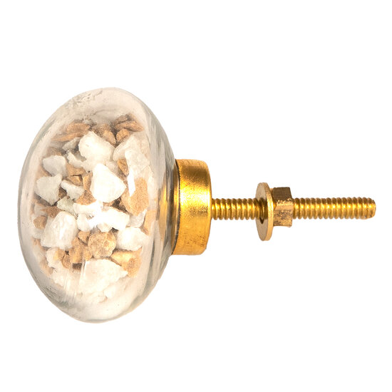 Clayre &amp; Eef   | Deurknop Wit Roze &oslash; 4x4 cm / S3 cm | 65021