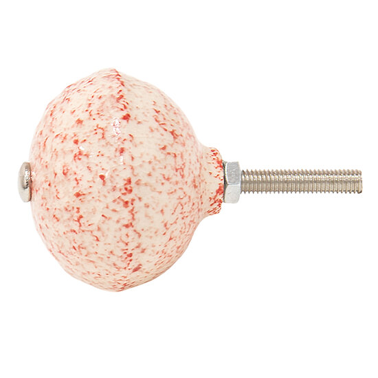 Clayre &amp; Eef   | Deurknop Rood Beige &oslash; 4x3 cm / S3 cm | 65054