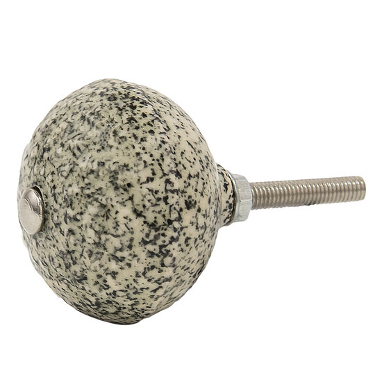 Clayre &amp; Eef   | Deurknop Zwart Wit &oslash; 4x3 cm / S3 cm | 65057