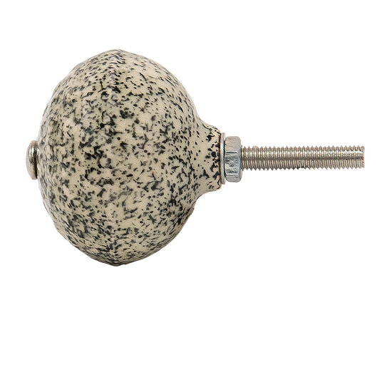 Clayre &amp; Eef   | Deurknop Zwart Wit &oslash; 4x3 cm / S3 cm | 65057