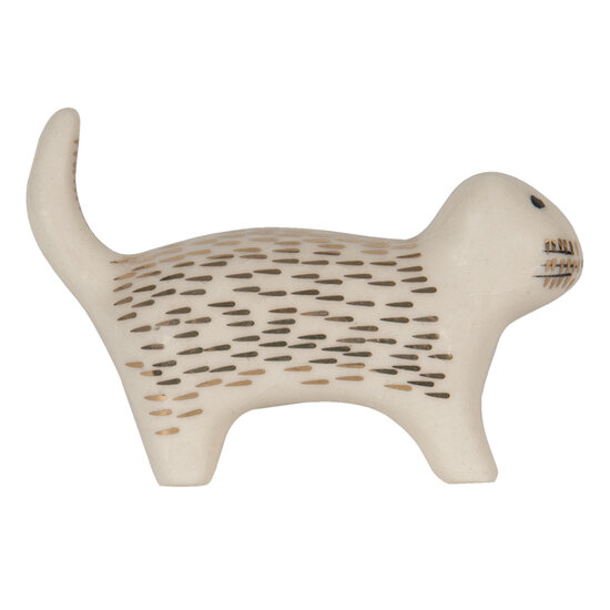 Clayre & Eef | Deurknop Kat Wit Goudkleurig 8x4x5 cm / S3 cm | 65070