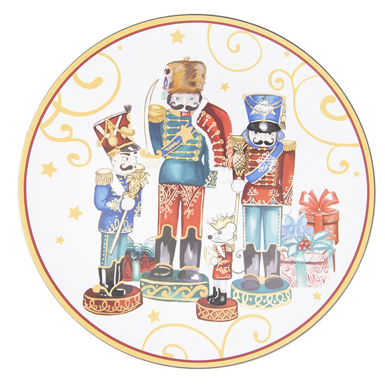 Clayre & Eef | Onderbord rood, Blauw ø 40x1 cm | 65108