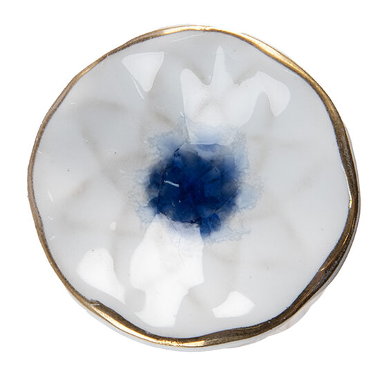 Clayre & Eef | Deurknop Blauw Wit ø 4x3 cm / S4 cm | 65202