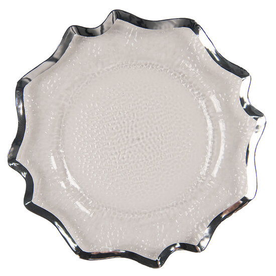 Clayre & Eef | Onderbord Transparant, Zilverkleurig ø 33x1 cm | 65238ZI