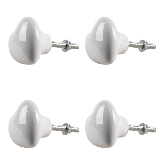 Clayre & Eef | Deurknop set van 4 Wit ø 4x3/6 cm | 65293