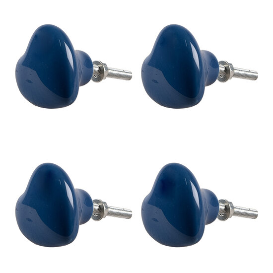 Clayre & Eef | Deurknop set van 4 Blauw ø 4x3/6 cm | 65294