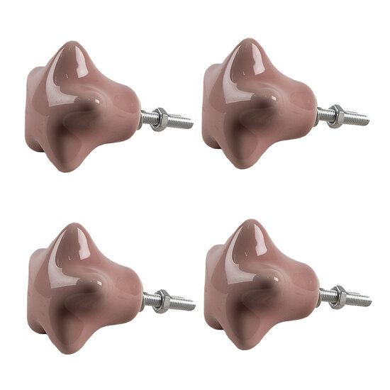 Clayre & Eef | Deurknop set van 4 Roze ø 4x3/6 cm | 65295