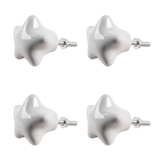 Clayre & Eef | Deurknop set van 4 Wit ø 4x3/6 cm | 65296
