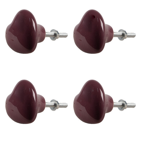 Clayre & Eef | Deurknop set van 4 Paars ø 4x3/6 cm | 65298